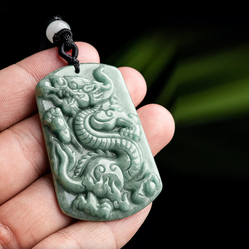 Collar con colgante de amuleto de éxito de jade del zodiaco chino del año del dragón con piedras de Buda