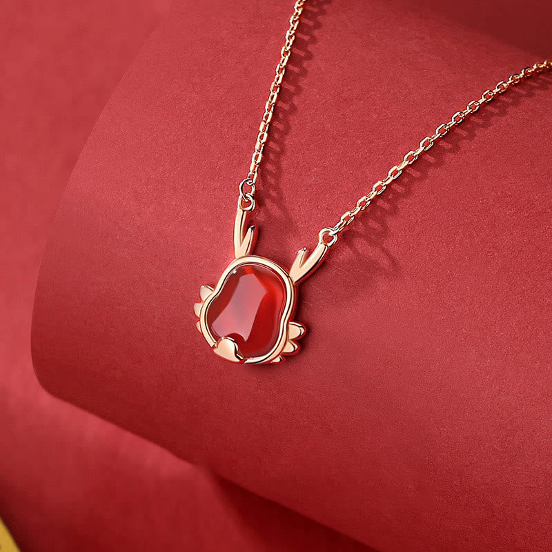 Buddha Stones 925 Sterling Silver Year of the Dragon Natural Red Agate Dragon Attract Fortune Fu Character Strength Bracelet Necklace Pendant Earrings