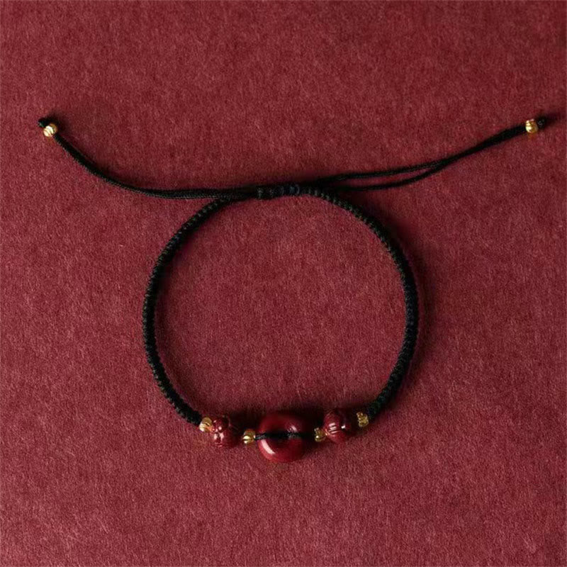 Pulsera trenzada con bendición de paz y cinabrio de loto hecha a mano con piedras de Buda