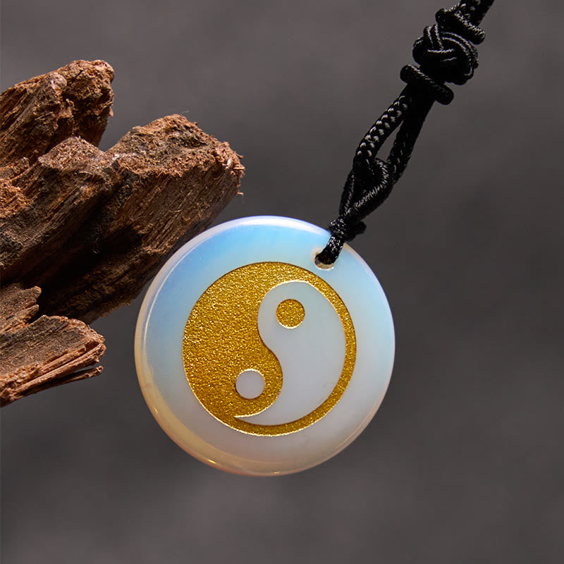 Collar con colgante espiritual Yin Yang, piedras de Buda, varios cristales, amatista, ojo de tigre, aventurina verde