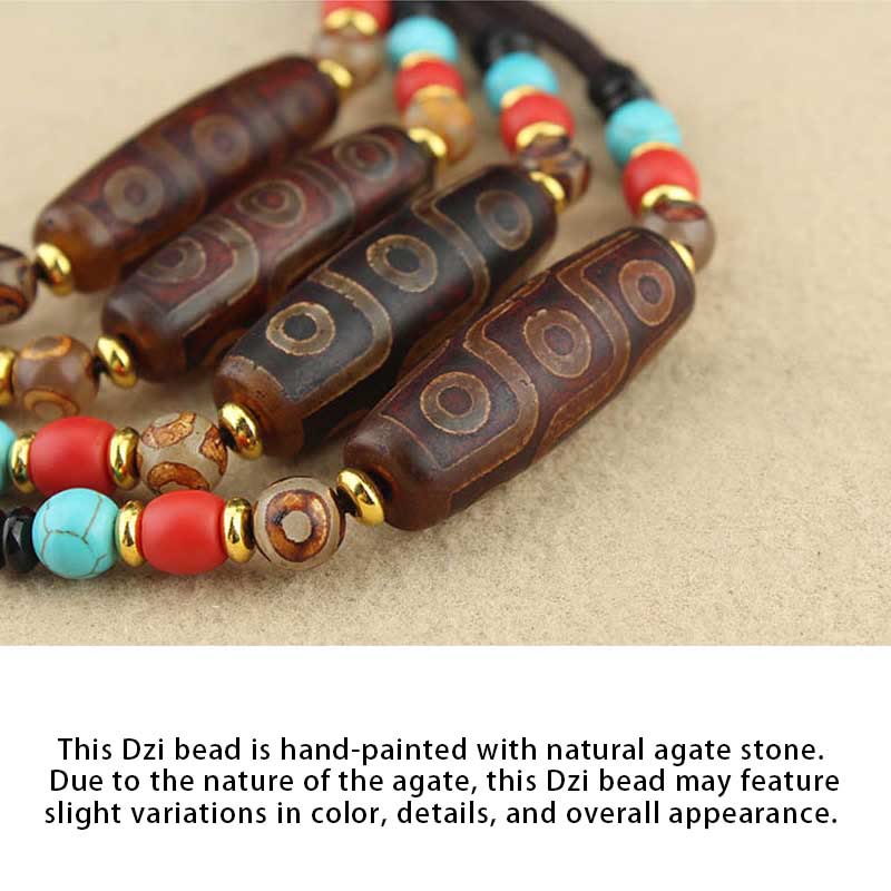 Collar con colgante de cadena de protección con cuentas Dzi tibetanas de nueve ojos y cuentas Dzi de tres ojos, piedras de Buda