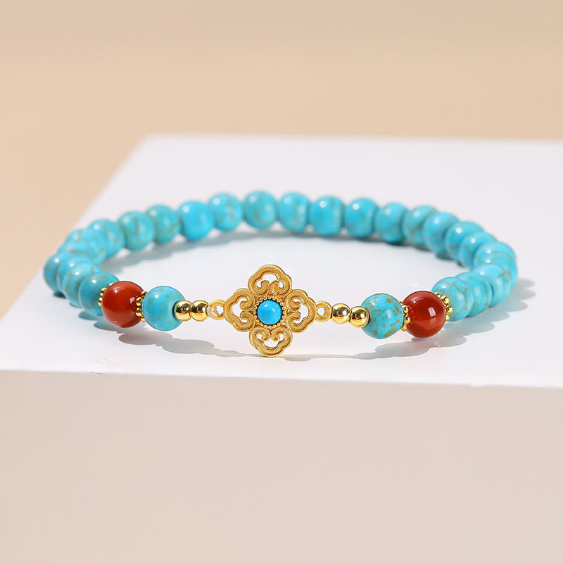 Buddha Stones Türkis Perlen Schutz Balance Armband