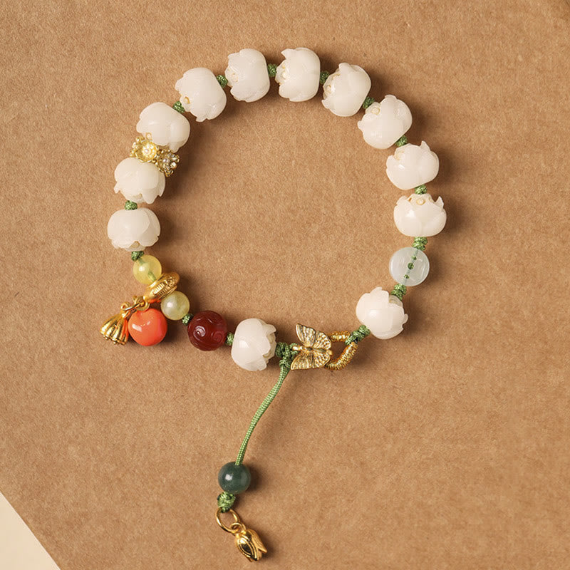 Pulsera de paz y armonía con cuentas de calabaza, semillas de bodhi naturales y piedras de Buda
