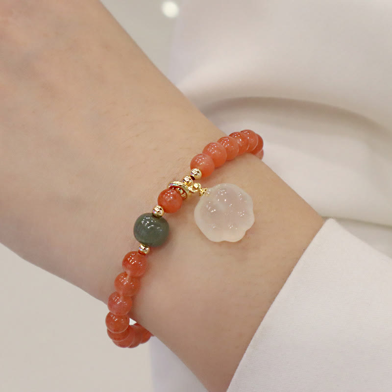 Pulsera de confianza con piedras de Buda, ágata roja, calcedonia y pata de gato de jade