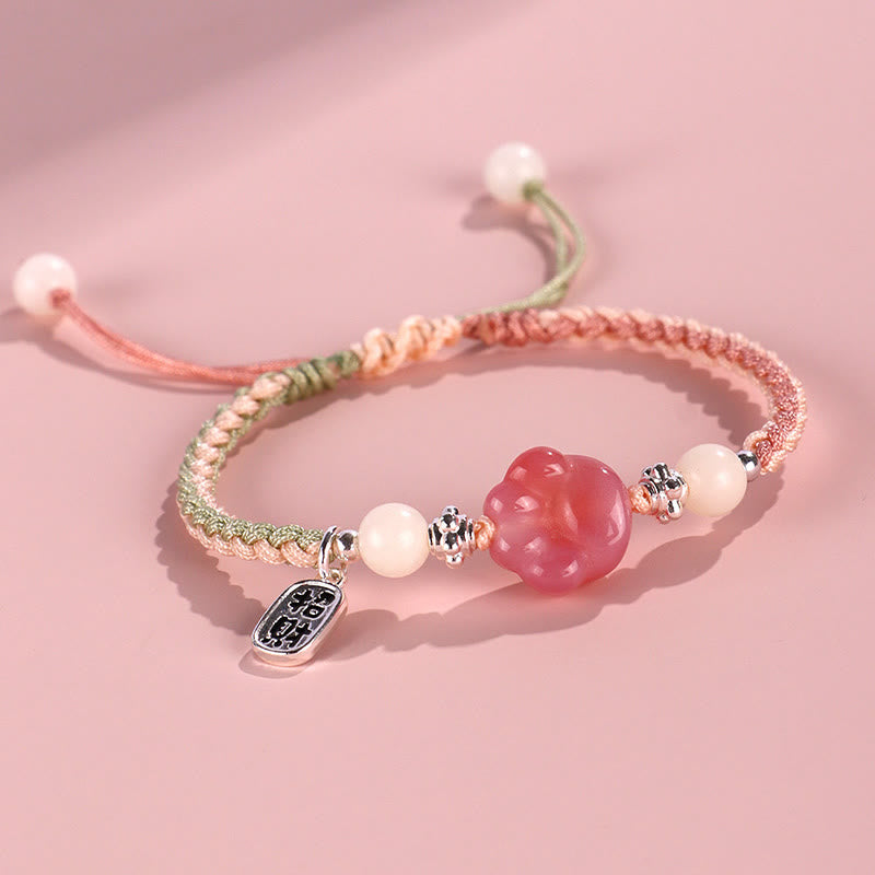 Pulsera de cuerda trenzada con piedras de Buda, ágata Yanyuan, garra de gato, semilla de Bodhi blanca, carácter Fu
