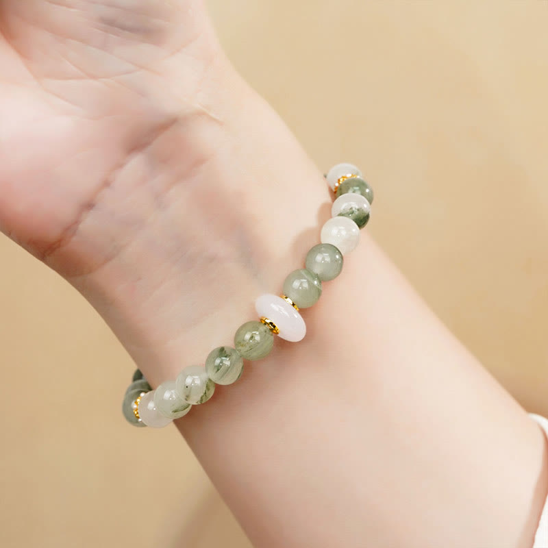 Pulsera de la suerte con jade y calcedonia de Tianshan natural de Buda