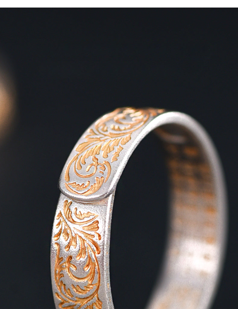 Pure Silver Ring The Heart Sutra Ring 925 Sterling Silver Couple Ring