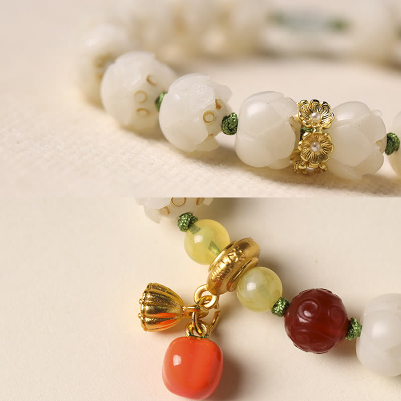 Pulsera de paz y armonía con cuentas de calabaza, semillas de bodhi naturales y piedras de Buda