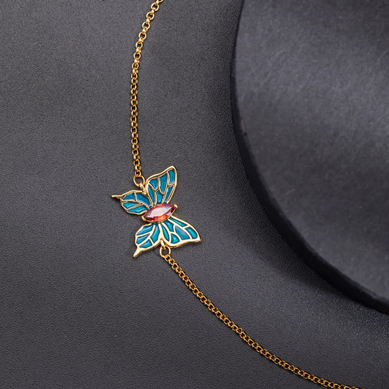 Pulsera de plata de ley 925 con circonitas y mariposas, con piedras de Buda