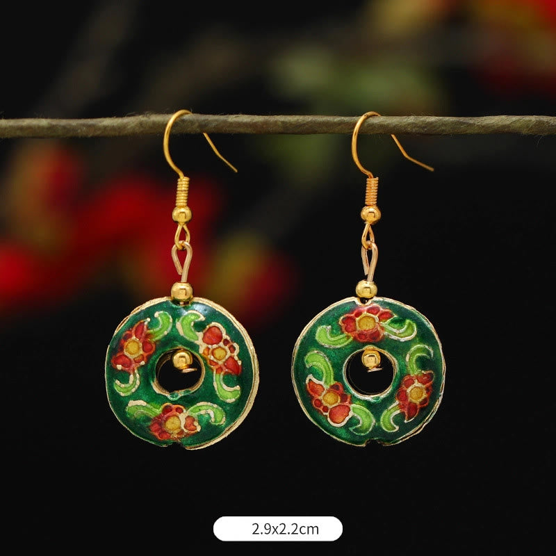 Pendientes colgantes de cobre con diseño de flor de loto y mariposa de Buda y piedras de iluminación