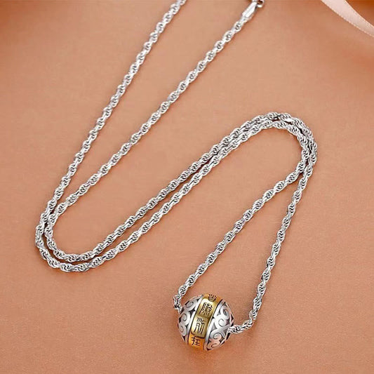 Collar con colgante giratorio de equilibrio y amuleto grabado con mantra taoísta de nueve caracteres de piedras de Buda