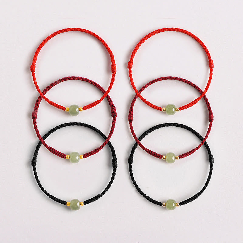 Buddha Stones Handgemachtes Jade Glücksperle Wohlstand Geflochtenes Armband