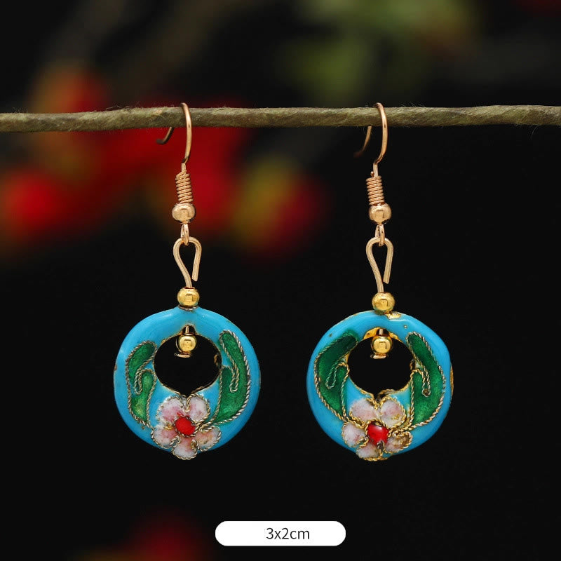 Pendientes colgantes de cobre con diseño de flor de loto y mariposa de Buda y piedras de iluminación