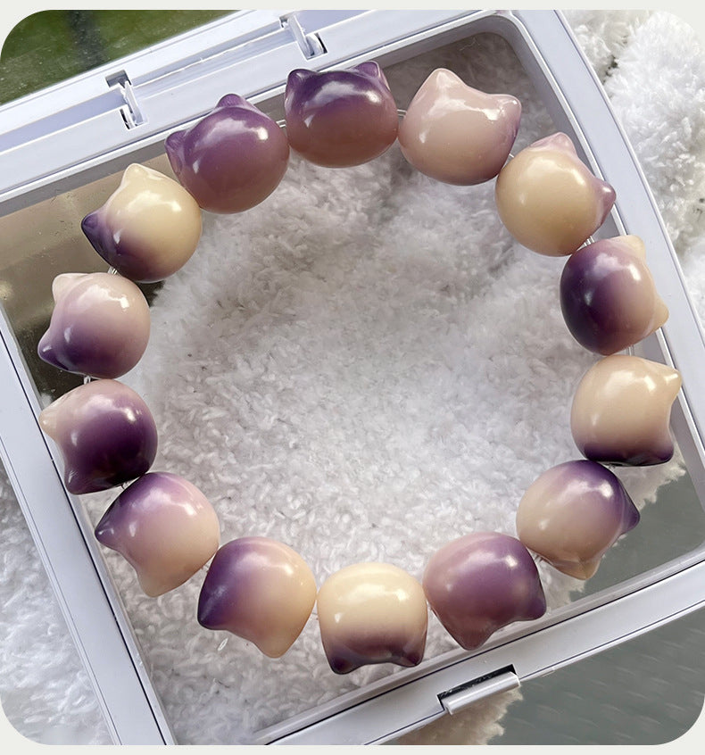 16mm Adorable Cat Head Bodhi Bracelet (Available in Multiple Colors) - Touch Bling