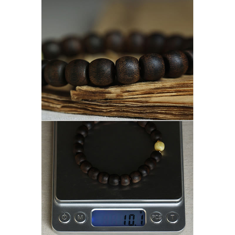 Buddha Stones Seltenes Brunei-Adlerholz-Bernstein-Armband mit Balance, Frieden und Ruhe