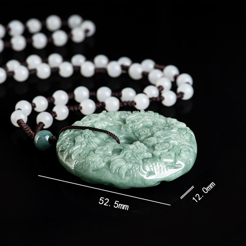 Collar con colgante de protección con hebilla de paz de nueve dragones de jade natural del Año del Dragón con piedras de Buda