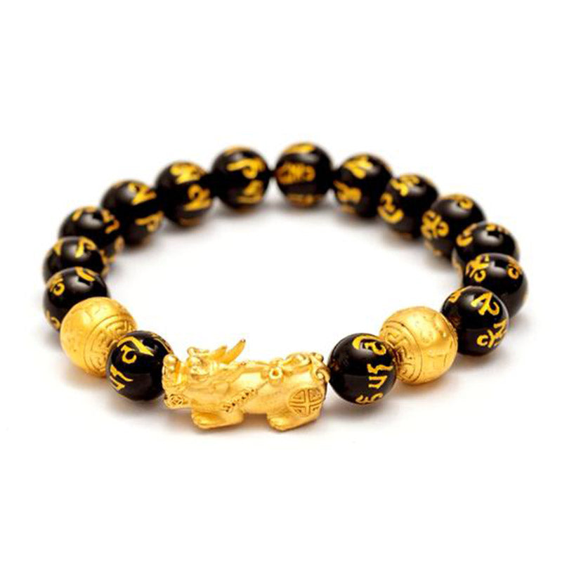 Buddha Stones FengShui PiXiu Obsidian Reichtum Armband
