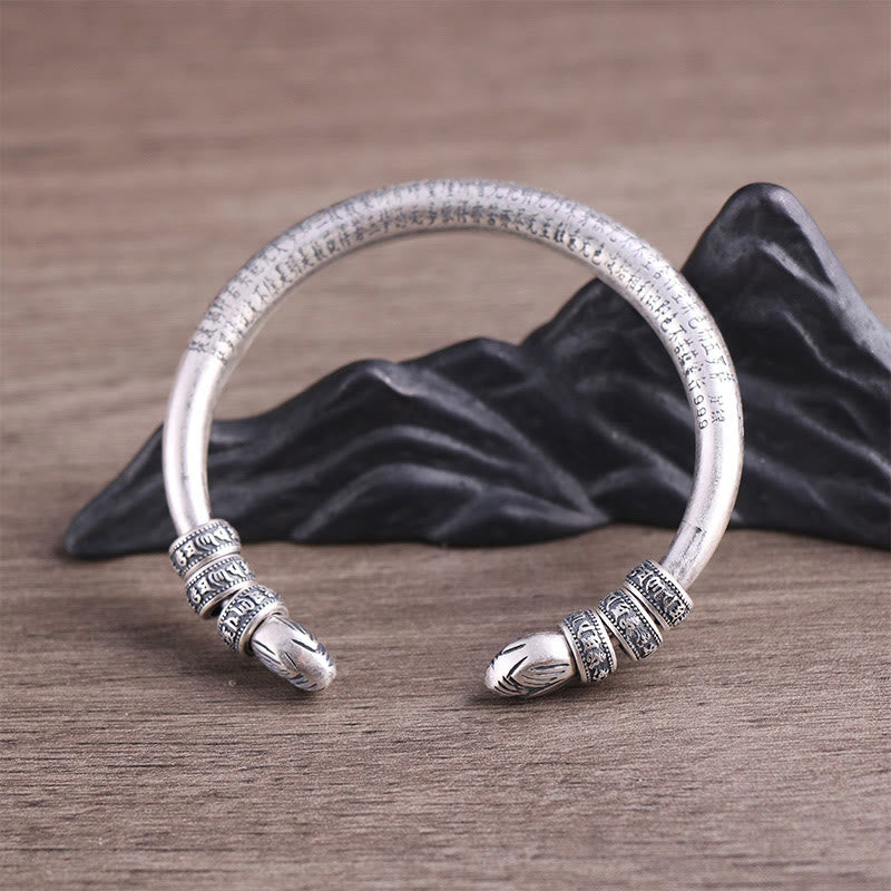 Pulsera de plata de ley 999 con piedras de Buda, corazón, Sutra, Om Mani Padme Hum, paz y pureza grabadas