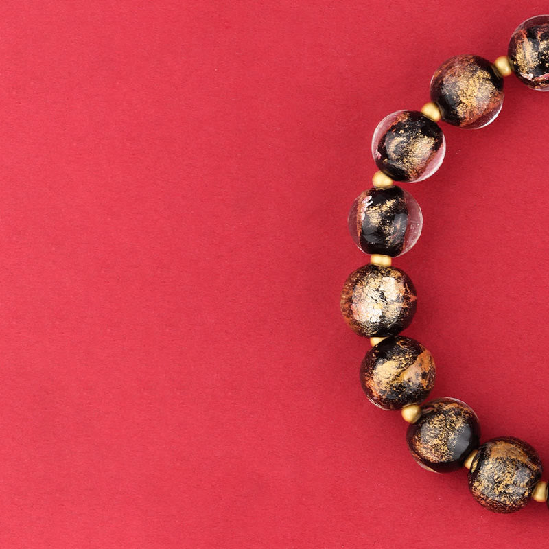 Pulsera de la suerte con cuentas de vidrio de loto y liuli con abalorios de calabaza del Tíbet con el símbolo Om Mani Padme Hum Fu de Buda