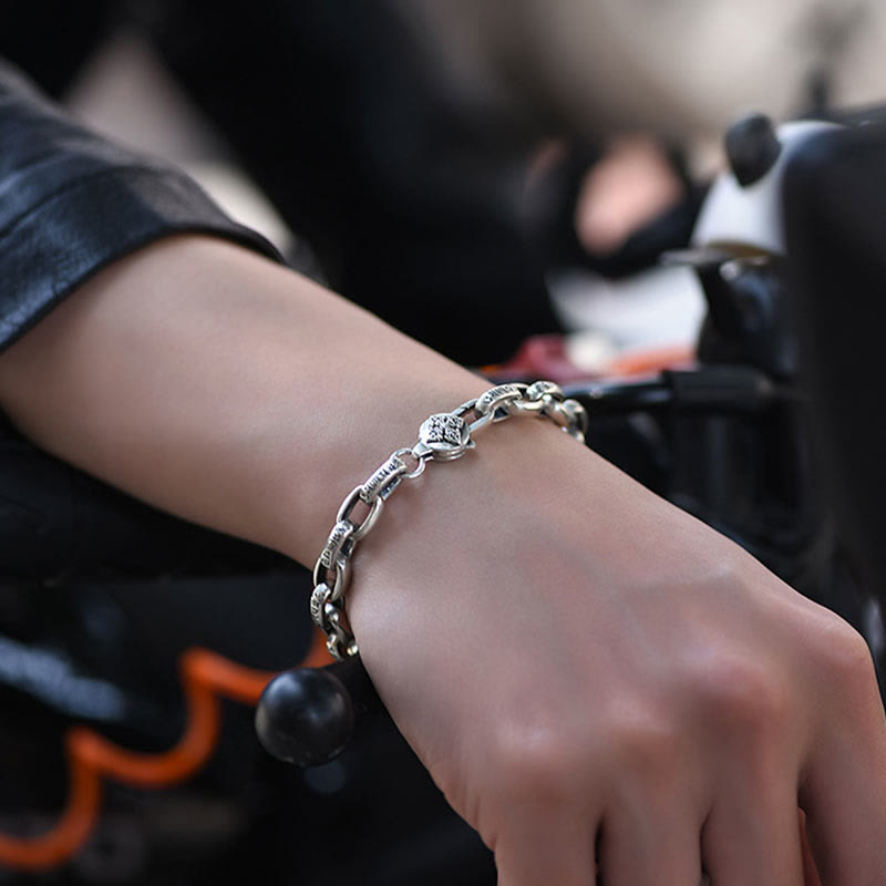 Pulsera Buddha Stones de plata de ley 925 con seis palabras verdaderas, sabiduría y calma