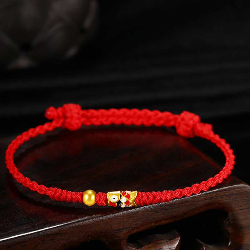 Buddha Stones 999 Gold Glück Koi Fisch Handgefertigtes geflochtenes Schnurarmband