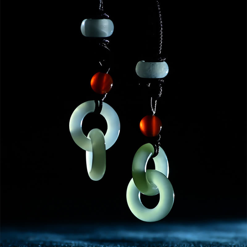 Collar con colgante de jade blanco y cian natural de Buda con doble hebilla de paz y éxito