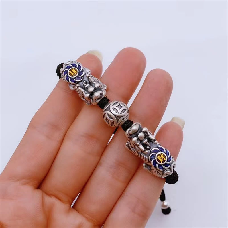 Pulsera Feng Shui con piedras de Buda y cinco monedas imperiales PiXiu para proteger la riqueza