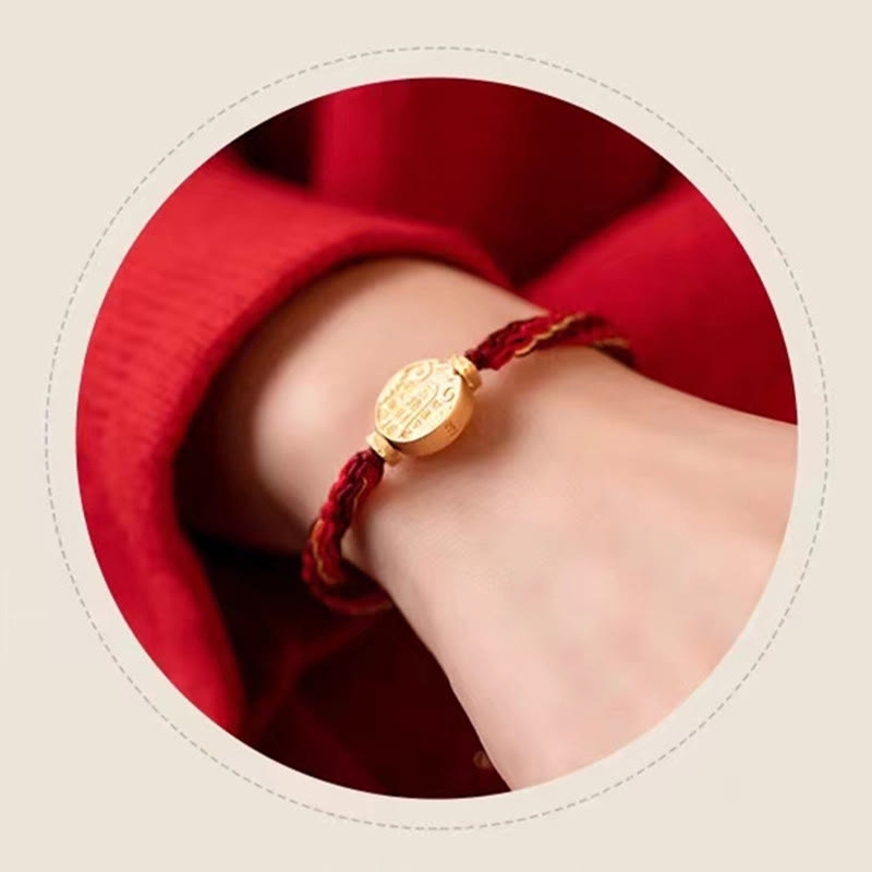 Pulsera trenzada hecha a mano con nudo de reencarnación y protección de los dioses de la riqueza, piedras de Buda y cinco direcciones