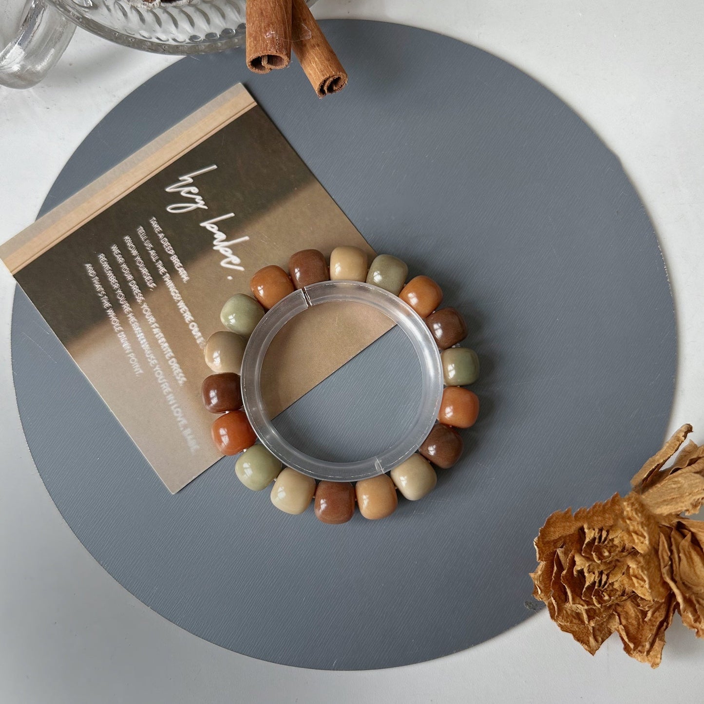 Milk Coffee Color Multicolored Bodhi Bracelet 12mm (Multiple Colors Available)