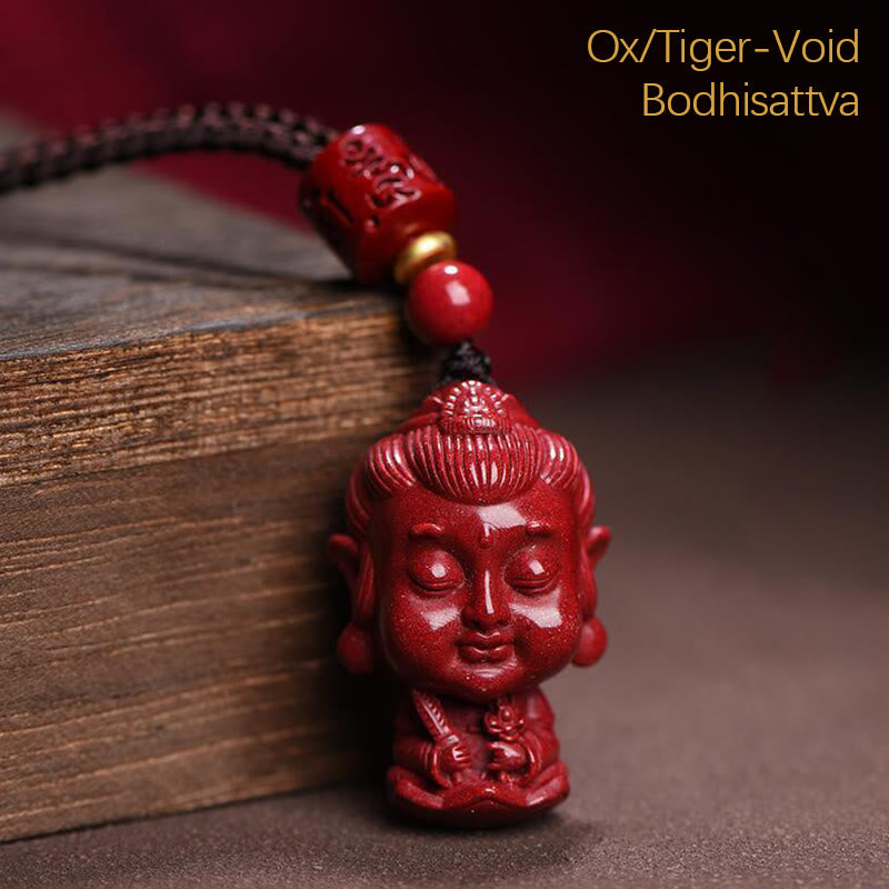 Collar con colgante de cinabrio natural con piedras de Buda del zodíaco chino para alejar los malos espíritus.