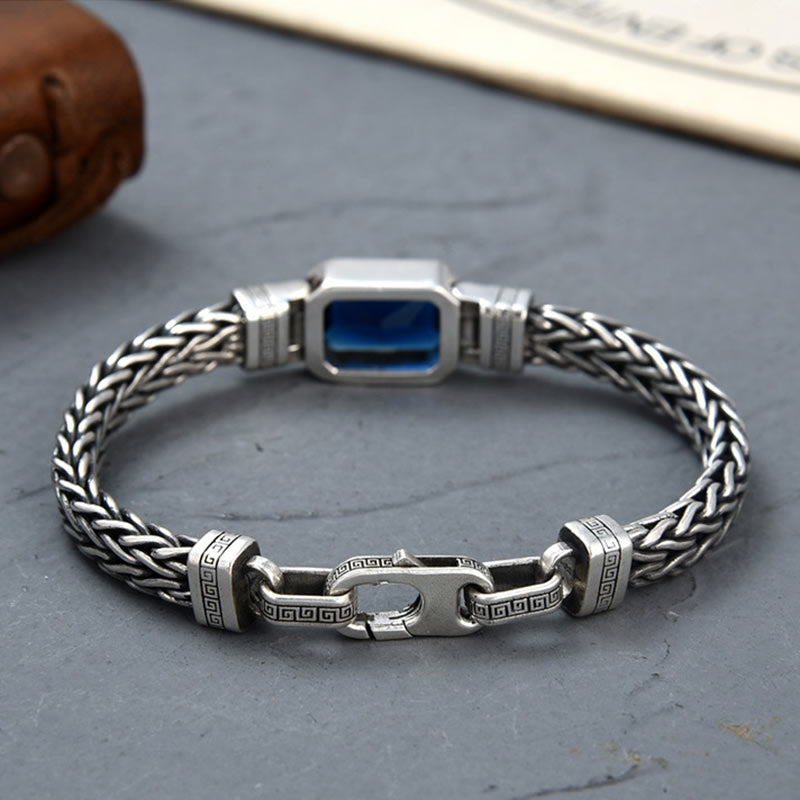 Pulsera con hebilla de riqueza curativa con diseño trenzado de quilla de dragón acrílico azul retro de Buda