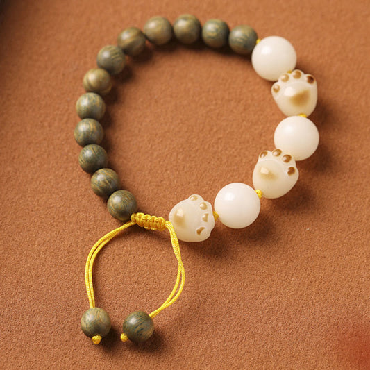 Pulsera de garra de gato con semillas de bodhi de sándalo verde natural y piedras de Buda