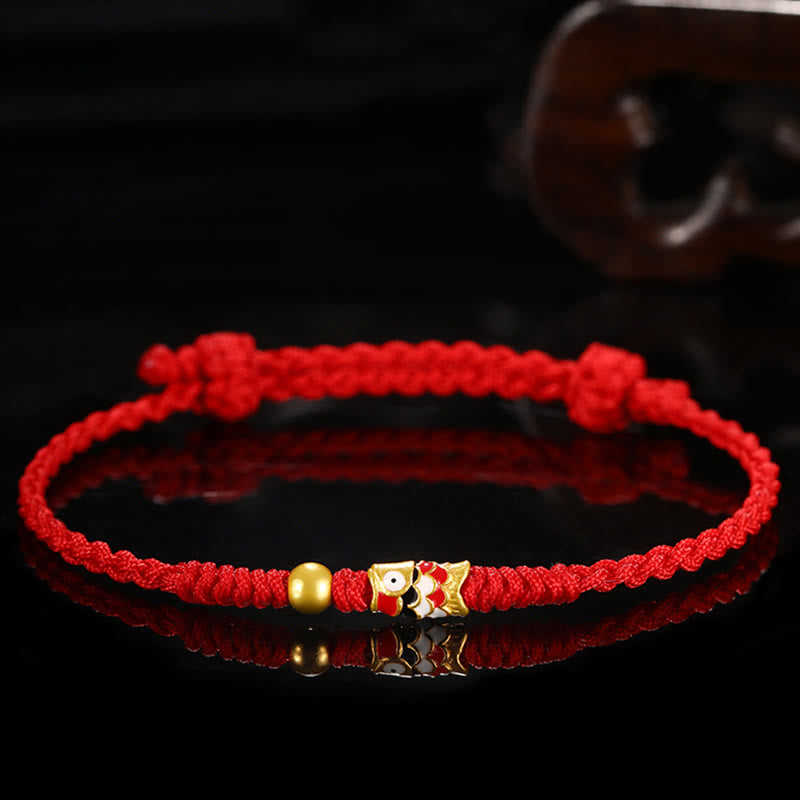 Buddha Stones 999 Gold Glück Koi Fisch Handgefertigtes geflochtenes Schnurarmband