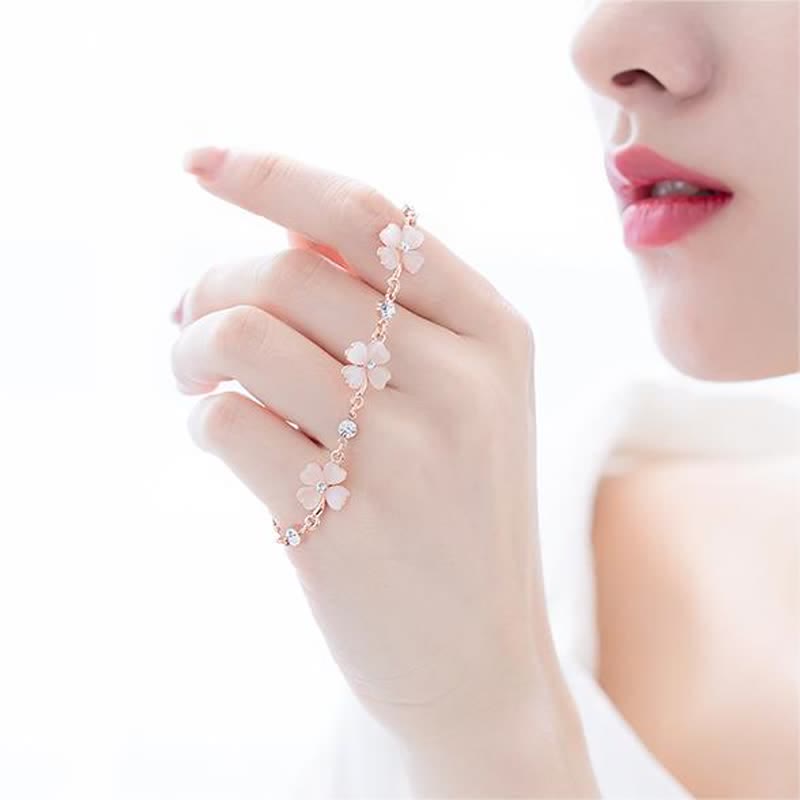 Pulsera de cadena de amor con trébol de cuatro hojas y cristales rosas de Buddha Stones
