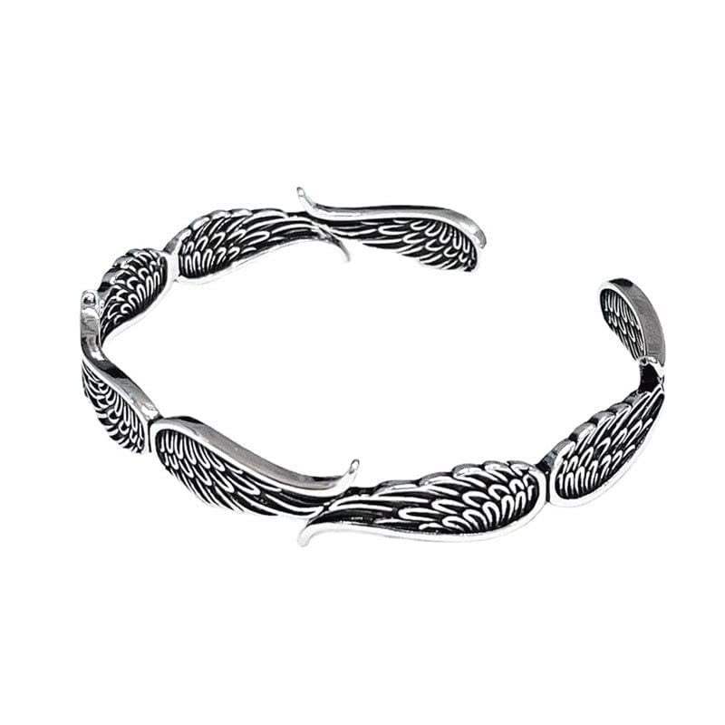 Brazalete de la suerte tallado con alas de ángel y plumas de Buda