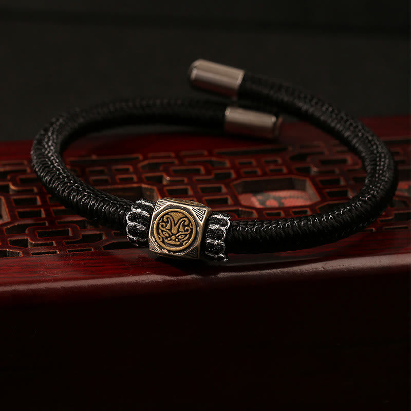 Buddha Stones 925 Sterling Silber Perfekter Knoten King Kong Knoten Glaube Stärke Armband