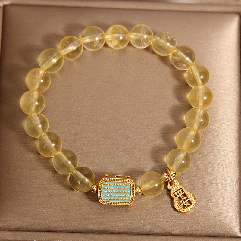 Pulsera de generosidad de las Cinco Escrituras con citrino natural de Buddha Stones