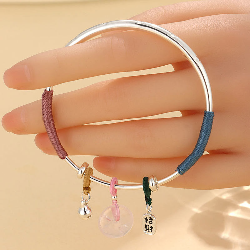 Pulsera de amor con flor de la suerte y hebilla de paz de cristal rosa con piedras de Buda
