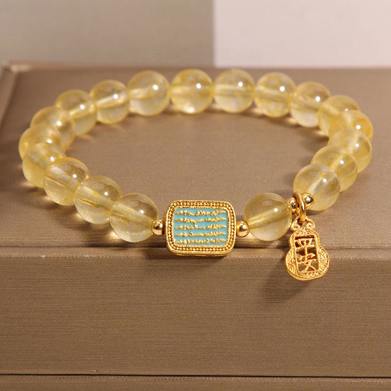 Pulsera de generosidad de las Cinco Escrituras con citrino natural de Buddha Stones