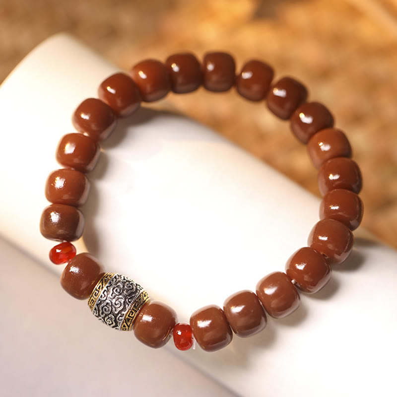 Pulsera de la paz con cuentas de Buda, semillas de Bodhi, nube auspiciosa y carácter Fu