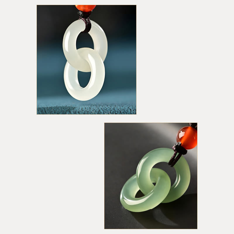 Collar con colgante de jade blanco y cian natural de Buda con doble hebilla de paz y éxito
