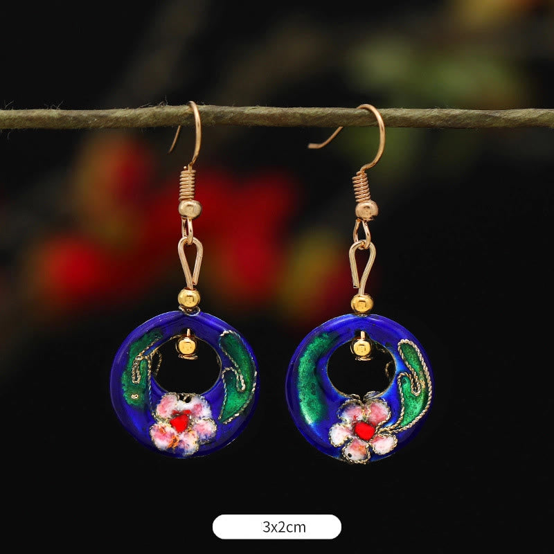 Pendientes colgantes de cobre con diseño de flor de loto y mariposa de Buda y piedras de iluminación