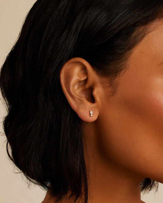 Diamond and White Sapphire Single Stud