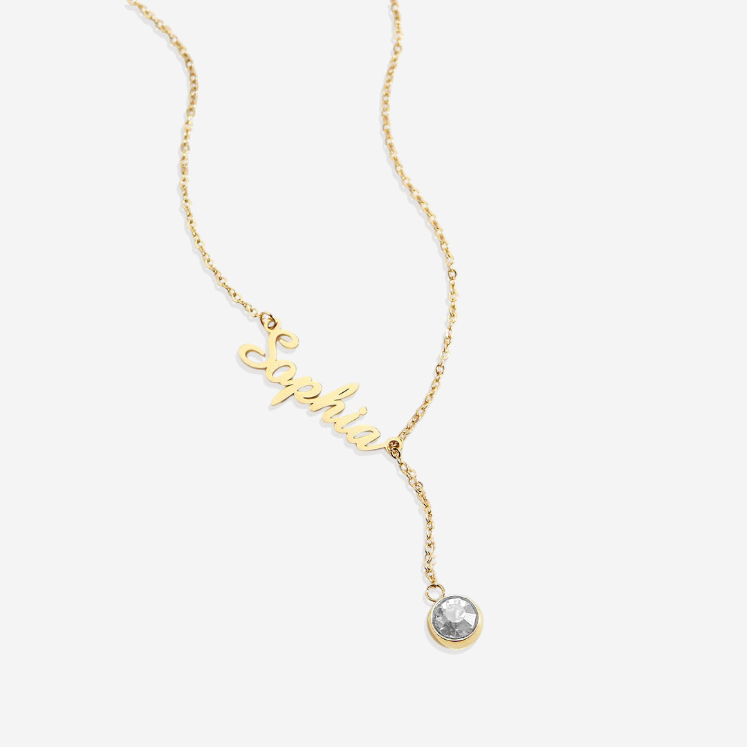 Birthstone Lariat Name Necklace