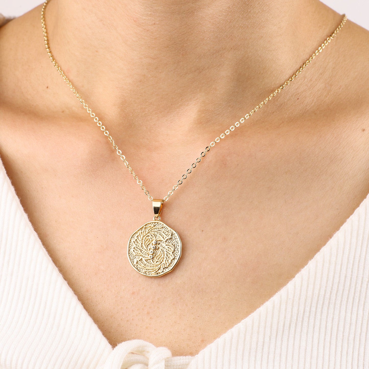 Astrological Sign Coin Pendant Necklace
