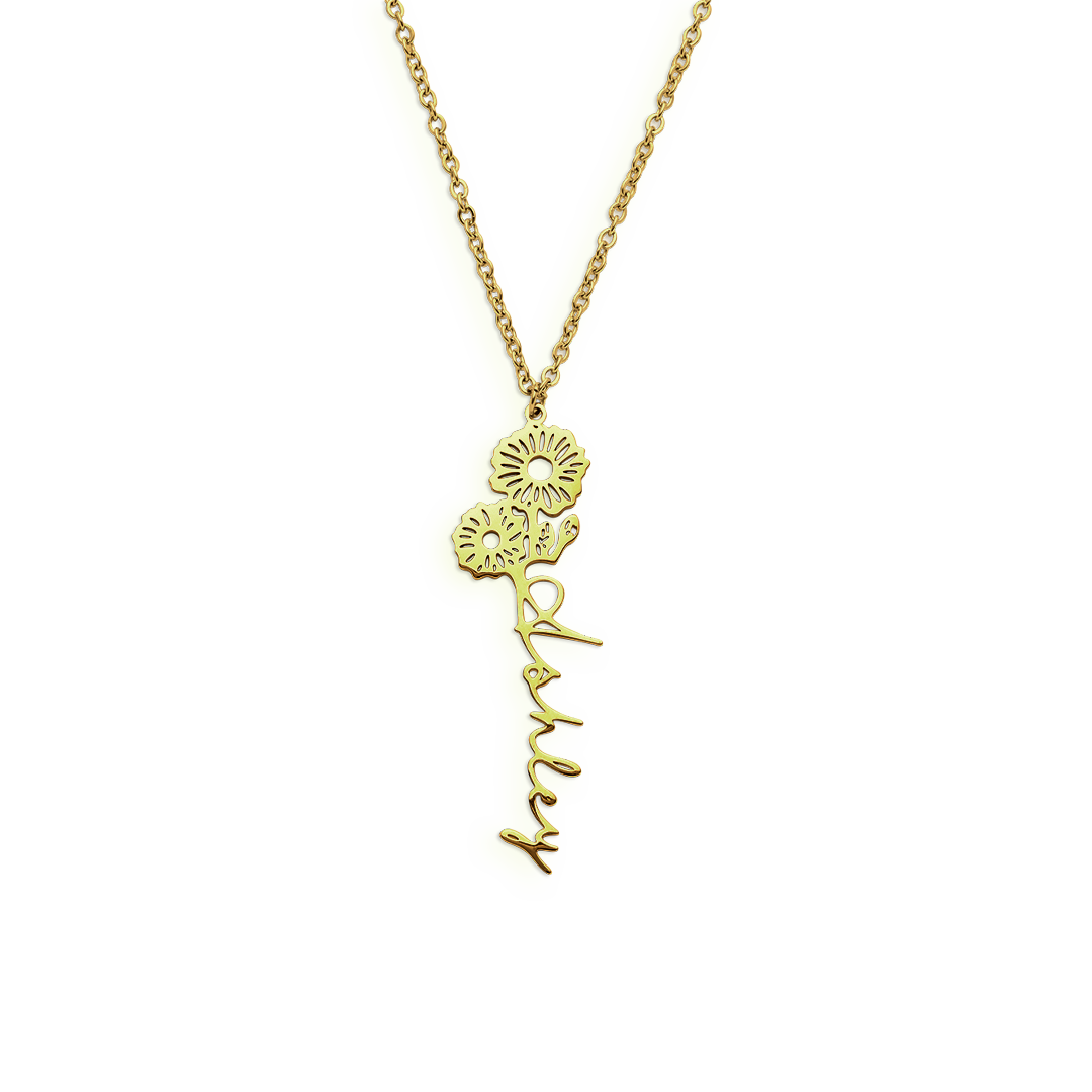 Birth Flower Name Necklace