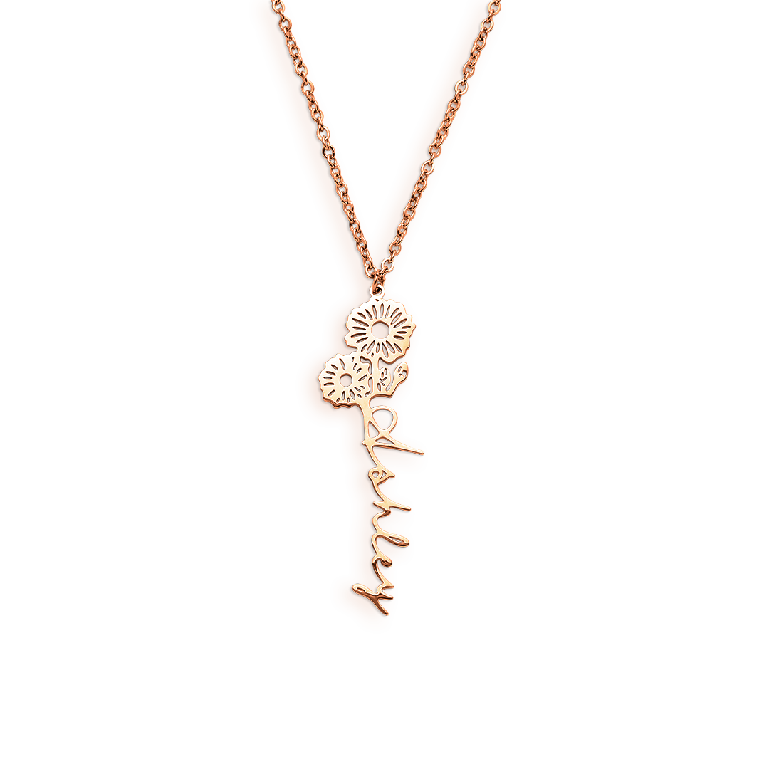 Birth Flower Name Necklace