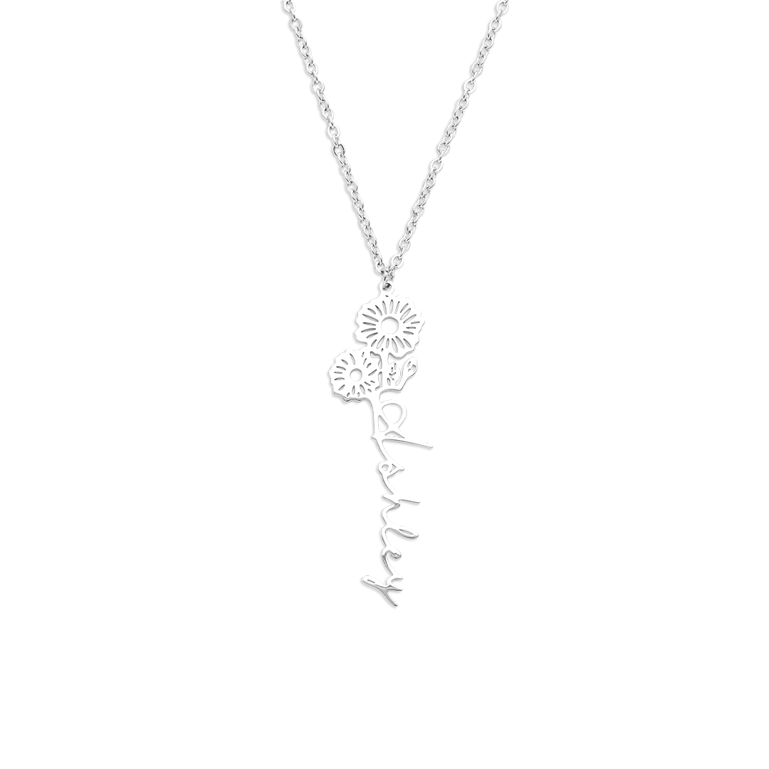 Birth Flower Name Necklace