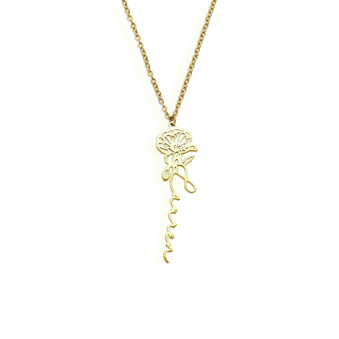 Birth Flower Name Necklace