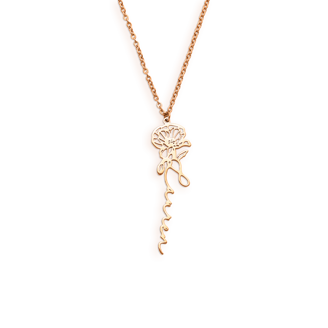 Birth Flower Name Necklace